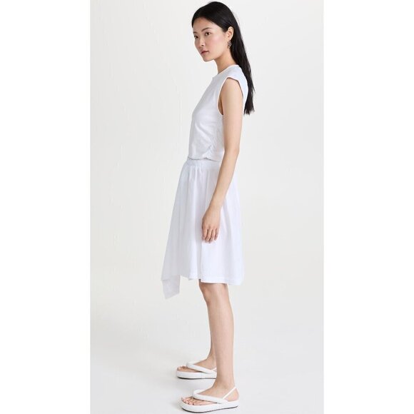 Derek Lam 10 Crosby Corey Mixed Media Belted Midi Dress White Womens Size Small - Picture 2 of 11